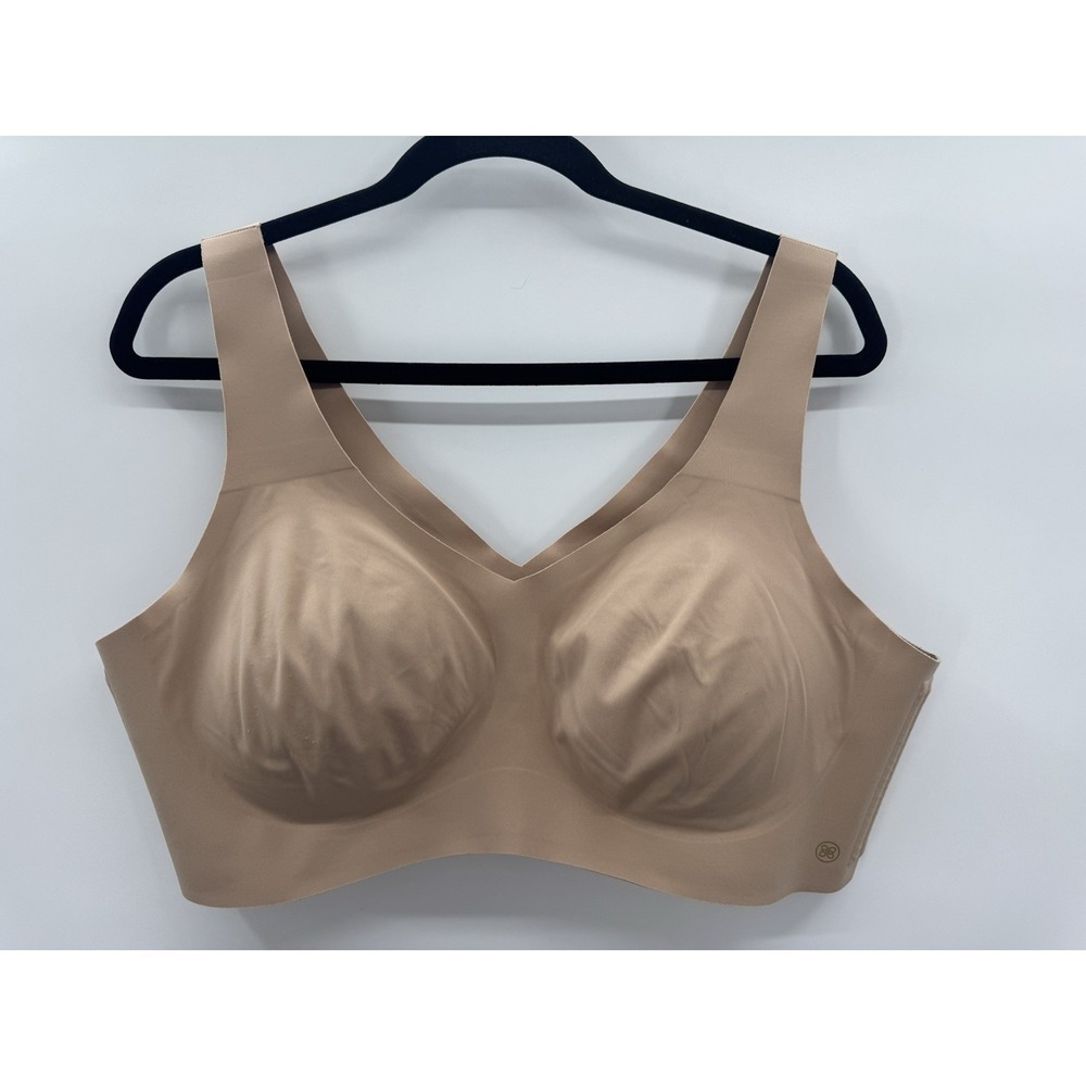 HoneyLove Womens 2X V-neck Bra Soft Form Nude Buff Pullover Wireless Comfort